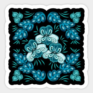 Blue zenarts flowers Sticker